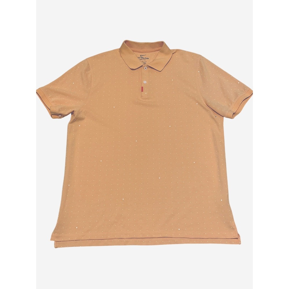 Nike Polo Dri-FIT Mens Large Peach Orange Micro Dot Golf Shirt Summer Vacation